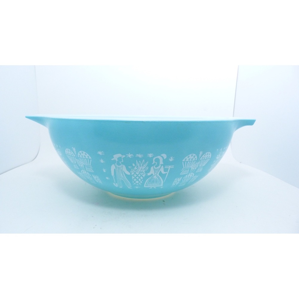 Pyrex Butterprint Turquoise Cinderella Mixing Bowl 444 4 Qt Amish Farm Vintage